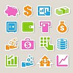 Finance And Money  Sticker Icon Set Stock Photo
