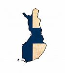 Finland Map On Finland Flag Drawing ,grunge And Retro Flag Serie Stock Photo