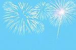 Fireworks Celebration On Dark Background Stock Photo