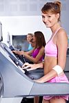 Fit Lady Working Out In Gym Stock Photo