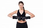 Fit Woman Ready For A Boxing Bout Stock Photo