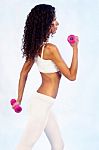 Fitness Exercises With Weights Stock Photo