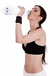 Fitness Woman Drinking Water Stock Photo