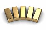 Five Gold Bars Stock Photo