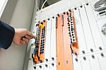 Fix Network Switch In Data Center Room Stock Photo