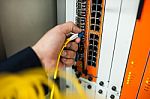 Fix Network Switch In Data Center Room Stock Photo