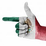 Flag Of Mexico On Hand Stock Photo