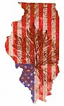 Flag Patterned Illinois State Map Stock Photo