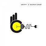 Flat Illustration Of A Great Ideas Competition.hand Holding Bulb Stock Photo