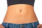 Flat Stomach On Healthy Girl Stock Photo