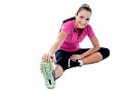 Flexible Athletic Woman Doing Stretching Stock Photo