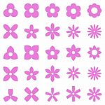 Flower Simple Shape Icon Set Stock Photo