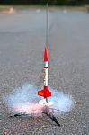 Flying Model Rocket Stock Photo