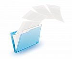 Folder With Flying Paper Stock Photo