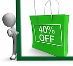 Forty Percent Off Shopping Bag Shows Reduction Stock Photo