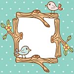 Frame Of Branch And Little Bird On Empty Space Background Stock Photo