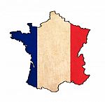 France Map On France Flag Drawing Stock Photo