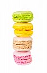 French Colorful Macarons Isolated On White Stock Photo