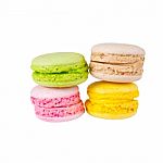 French Macarons Isolated On White Stock Photo