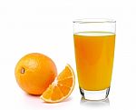Fresh Orange And Glass With Juice Stock Photo