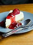 Fresh Strawberry Cheesecake Stock Photo