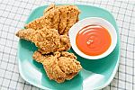 Fried Chicken With Chili Sauce Stock Photo