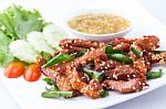 Fried Pork Topping With White Sesame Stock Photo