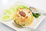 Fried Rice With Shrimp  Stock Photo