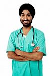 Friendly Doctor Smiling Casually Stock Photo