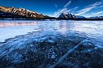 Frozen Abraham Lake Stock Photo