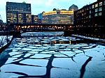 Frozen Chicago River Stock Photo