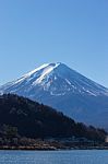 Fuji Mountain On Lake In Blue Sky Stock Photo