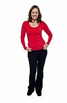 Full Length Portrait Of Fashion Woman In Casuals Stock Photo