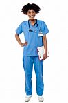 Full Length Portrait Of Young Medical Professional Stock Photo