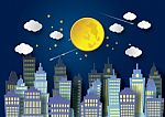 Full Moon And Night Sky Stock Photo