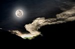 Full Moon On Cloudy Day Stock Photo