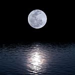 Full Moon Over Water Stock Photo