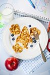 Fun Space Rocket Shaped Pancakes For Kids Stock Photo