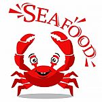 Funny Red Crab Cartoon For Seafood Concept Stock Photo