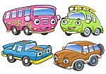 Funny Vehicles. Cartoon And  Isolated Characters Stock Photo