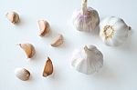 Garlics On White Background Stock Photo