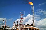 Gas Or Flare Burn On Offshore Platform Of Oil And Gas Industry Stock Photo