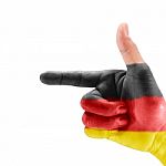Germany Flag On Hand Stock Photo