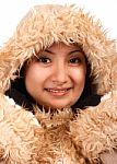 Getting Warm With Fur Coat Stock Photo
