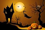 Ghost Flying In Halloween Night Stock Photo