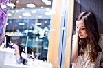Girl At Jewelry Shop Stock Photo