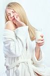 Girl Do Not Like To Drink Milk Stock Photo
