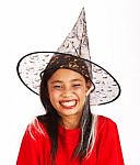 Girl Dressed As Witch Stock Photo