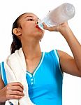 Girl Drinking Water Stock Photo