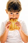 Girl Eating Sandwich Stock Photo